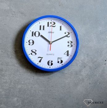 Zegar ścienny niebieski 20 cm Adler 30019 dark blue. Zegary ścienne małe 20 cm. Zegar na ścianę mały niebieski.  (2).JPG